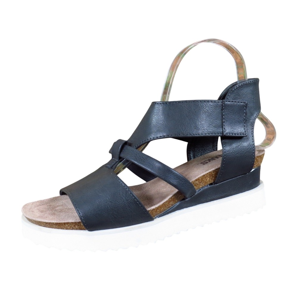 Muk Luks Pitch Soprano Women Wedge Sandal Size 8 Casual Walking Black Platform